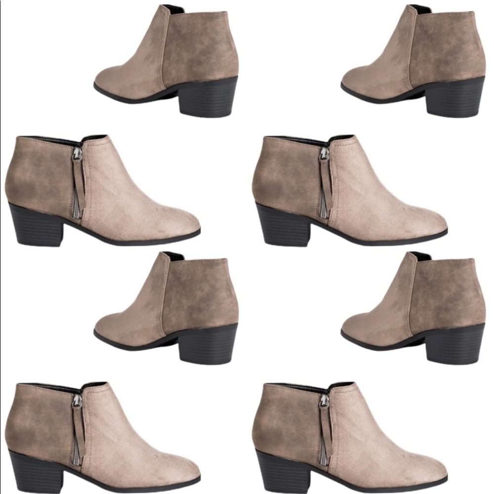 Soda Taupe Ankle Zip Booties